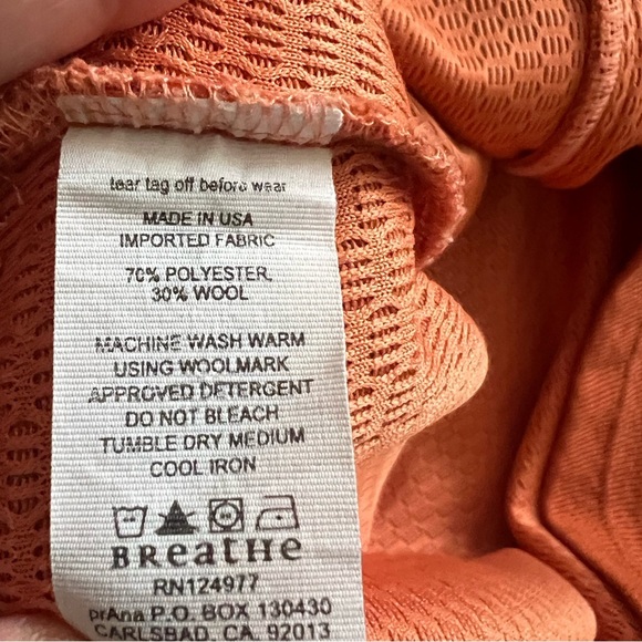 Prana Breathe Wool Blend L Hoodie Pullover Terracotta/Brown Orange Made in USA - Picture 9 of 10